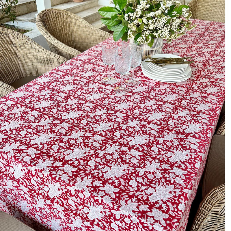 Nappe carrée de Noël - Carmen rouge et blanche , 60 po carré