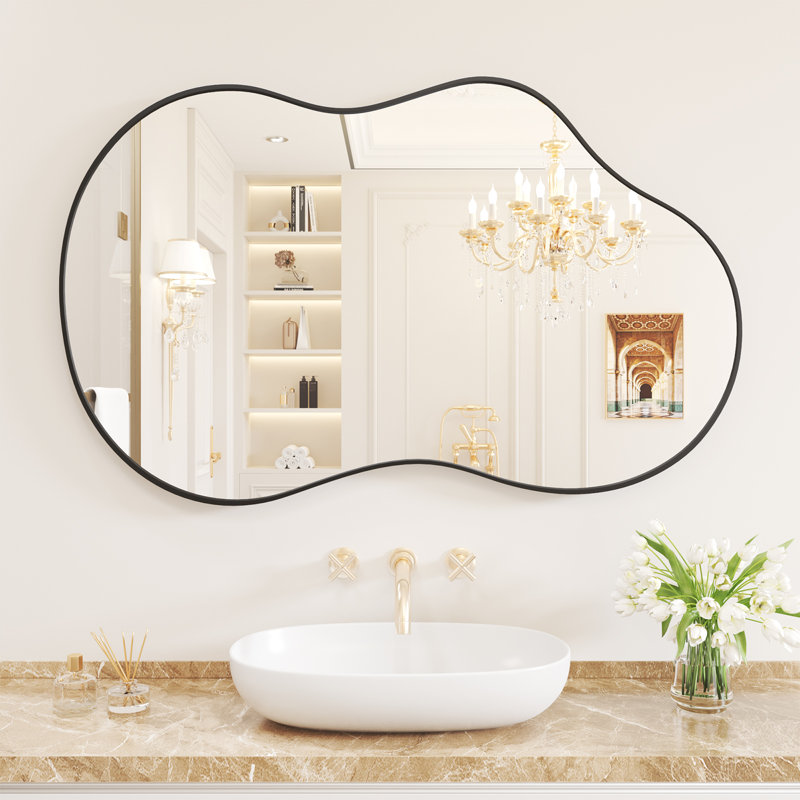 Miroir mural irrégulier Miroir mural asymétrique, Noir mat, 36 po x 24 po