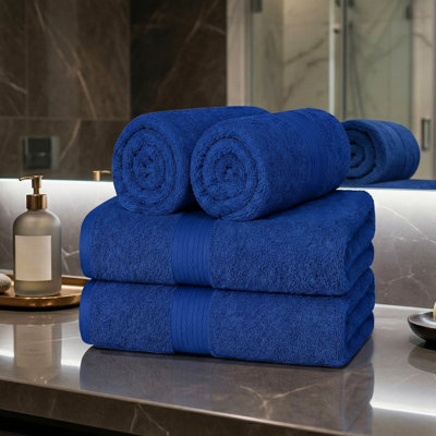 Absorbent and Quick Dry 4 Piece 100% Cotton Hand Towel Set 