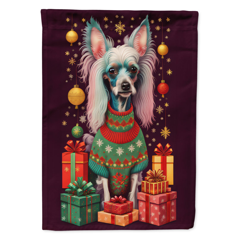 Drapeau de maison de Noël en polyester double face H 40 po x l 28 po