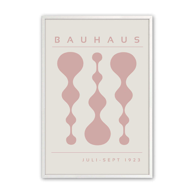 «Pink Retro Bauhaus», affiche I dans un cadre, Blanc opaque, H 21 po x l 17 po