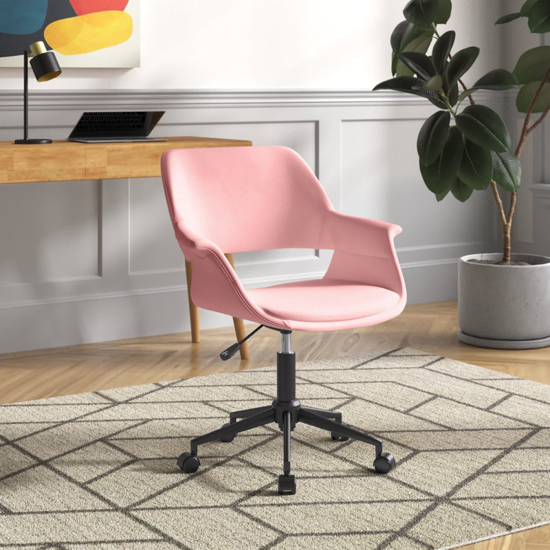 Colette Velvet Office Chair, Pink