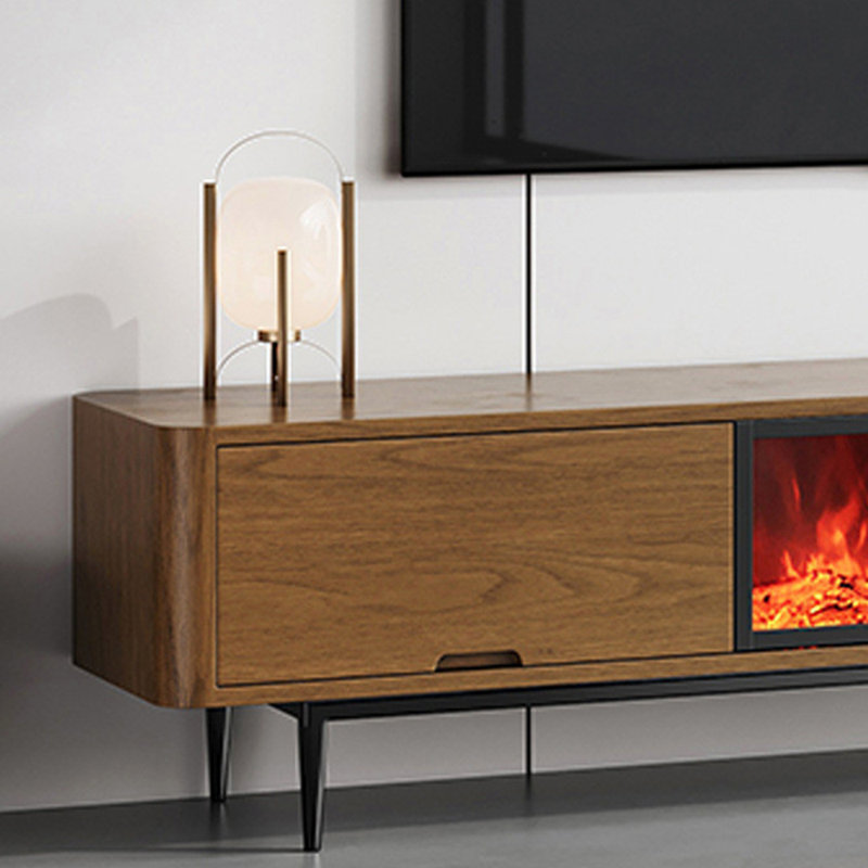 Simulated Flame Electronic Fireplace TV Stand, 19.69" H x 78.74" L x 15.75" W