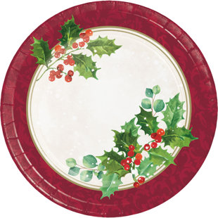 Artstyle Oval Paper Plate & Napkin Bundle, Holiday Greens, 200