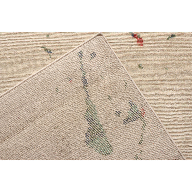 Distressed Homage Hand Knotted Wool Abstract Area Rug, Rectangle 8' x 10'