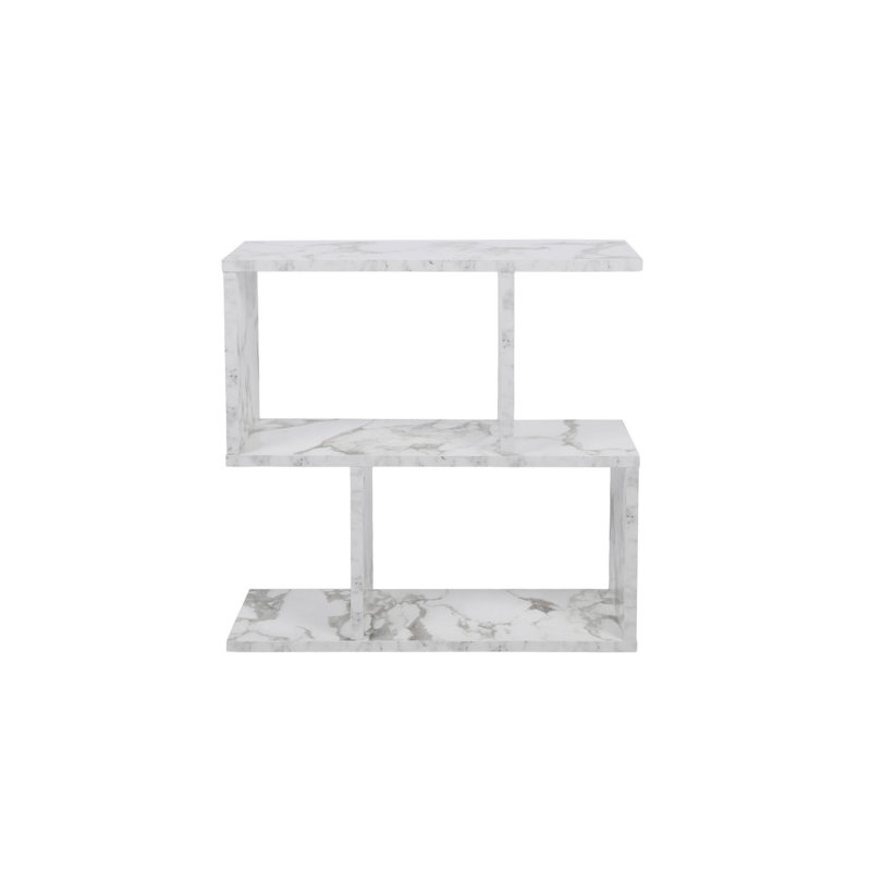 Table de bout avec tablette de plancher, Blanc/Noir
