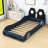 Twin Wooden Car-Shaped Platform Bed with Upholstered Backrest and LED-827008826