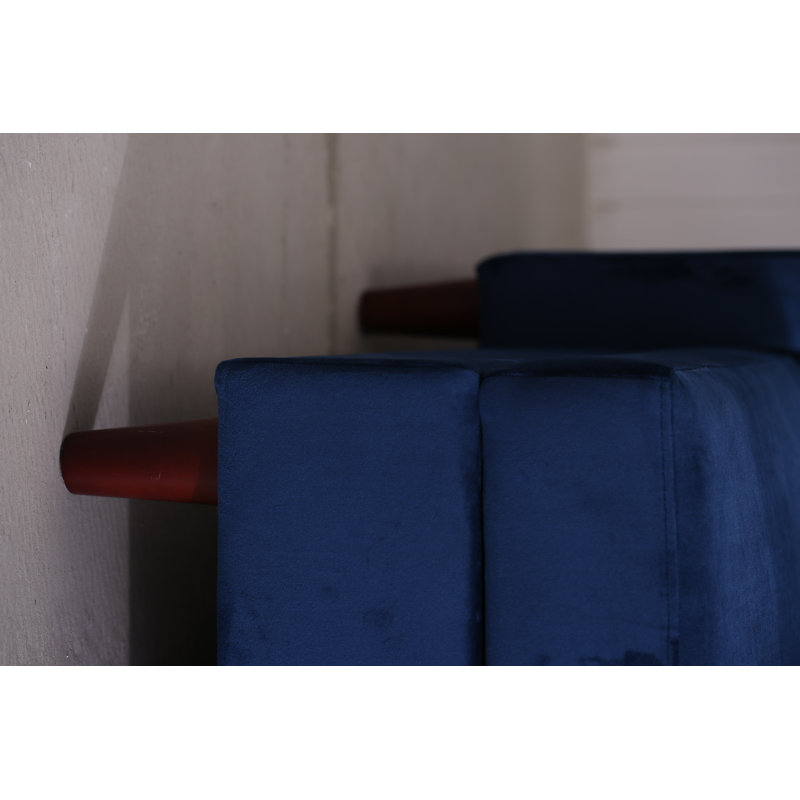 Comeaux 4 Seater Velvet Sofa Bed, Blue