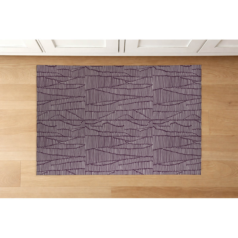 Tapis de cuisine à profil bas Grer, Rectangulaire 3 pi x 5 pi, Aubergine
