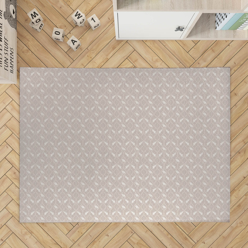 Nantucket Bunny Kids Play Mat, Taupe/Beige, Rectangle 5' x 7'