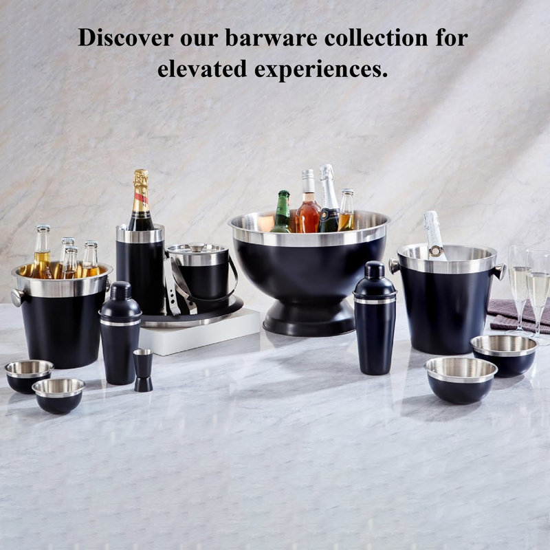 Buckingham Wine Bottle Cooler Black Stainless Steel Champagne Ice Bucket