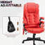 Chaise d'ordinateur inclinable chauffante avec 6 points de vibration, fauteuil de bureau de massage, accoudoirs et télécommande-698466814