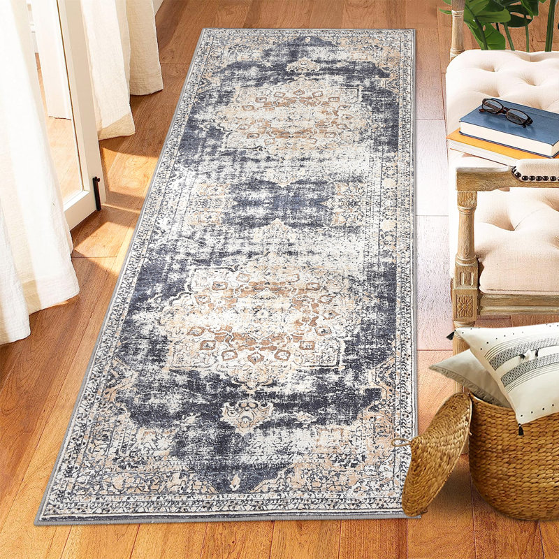 Tapis oriental à motif médaillon Jashley, Tapis de couloir 2 pi x 6 pi