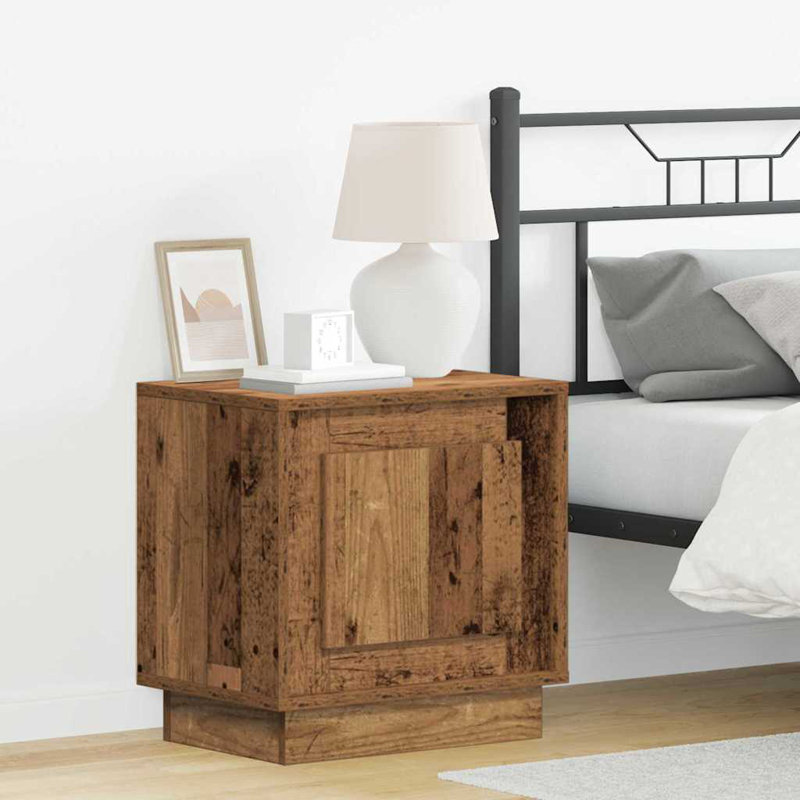 Bedside Cabinet With 44 X 34.5 X 45 Cm Engineered Wood, Old Wood
