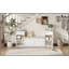 Banc de rangement tout-en-un avec coussin, compartiments, tiroirs et tablettes ouvertes, banc de rangement pour couloir, vestibule, salon (blanc)-129931429