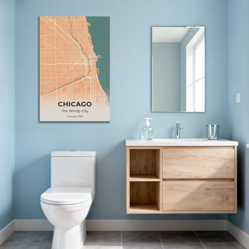 Scénario et paysages urbains, impression de carte de la ville de Chicago, H 18 po x l 12 po