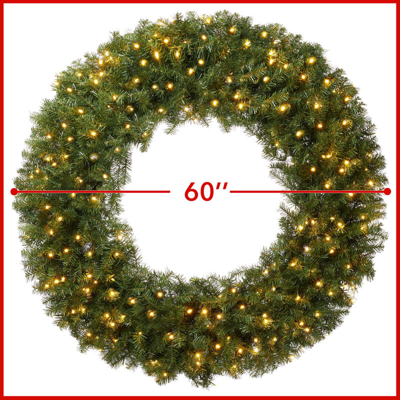 60-Inch Green Pine Pre-Lit Artificial Christmas Wreath