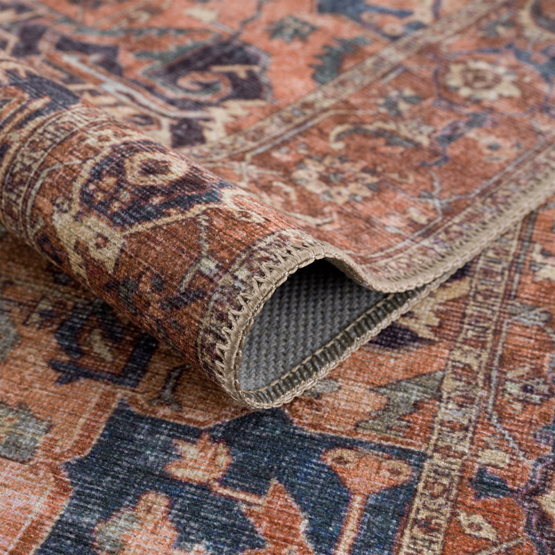 Tapis de couloir lavable Bloom Rugs - beige / terre cuite, Tapis de couloir 2 pi 7 po x 10 pi 2 po