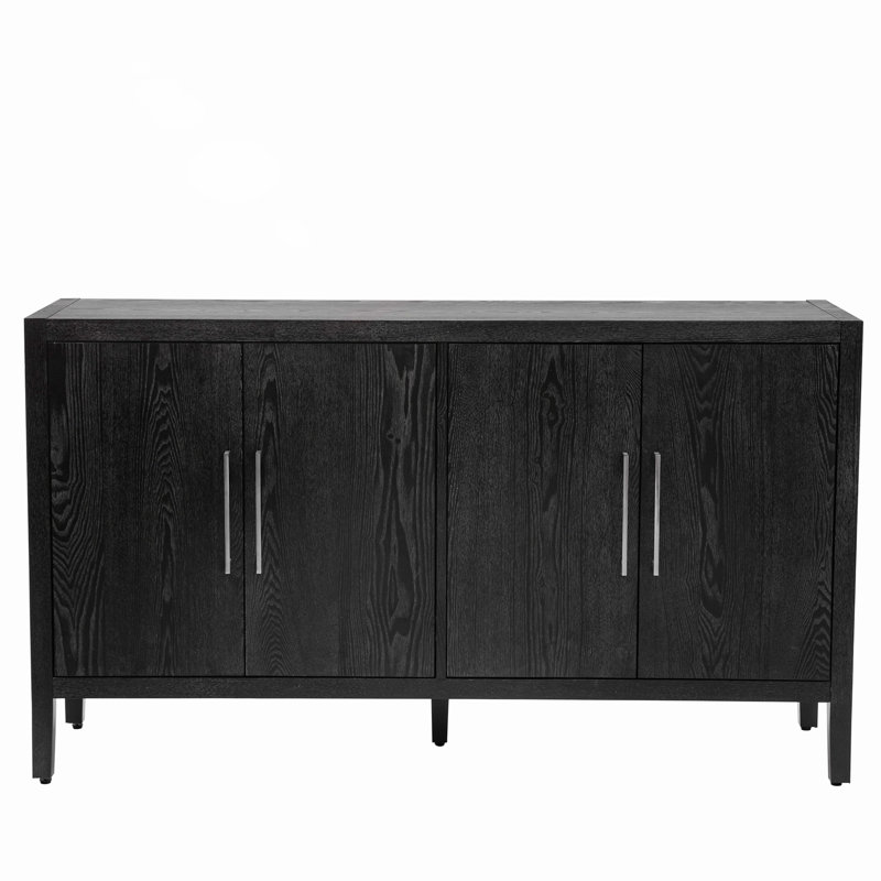 Versatile Wooden Storage Cabinet for Home Organization with Multiple Functions, Black