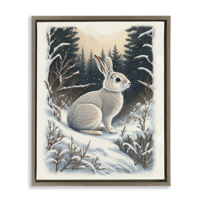 «Rabbit in Winter Forest», art mural sur toile par Denise Dundon