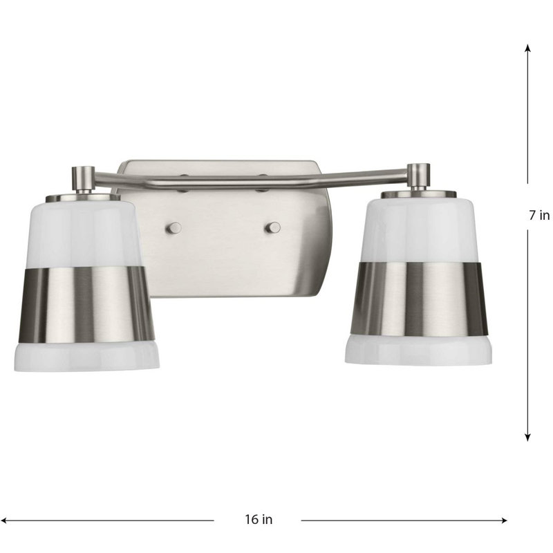 Haven 2 - Light Dimmable Vanity Light, Brushed Nickel, Brushed Nickel/White