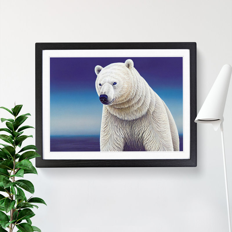 XH1022-8873X Terrific Polar Bear - Single Picture Frame Print, Black Framed, 46cm H x 64cm W x 2cm D