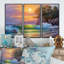 «Morning Sun on Sea Waves» par les pins - ensemble d'art mural encadré nautique et côtier sur 3-675902982-675902986