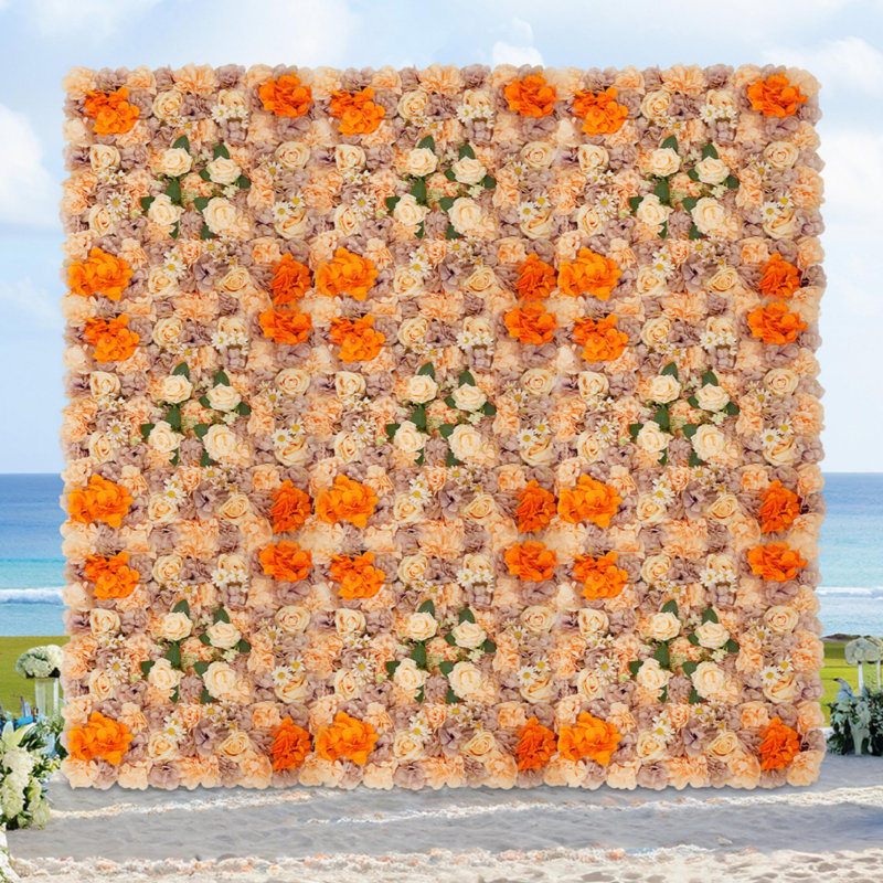12 panneaux muraux de fleurs artificielles pour décors de fête d'anniversaire de mariage, Autumn Warm Tones