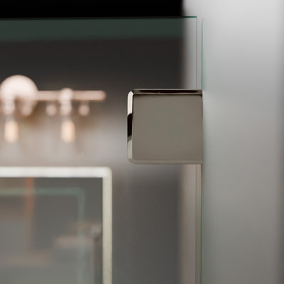 Beveled Hole In Glass Style Wall Mount Glass Clamp For 3/8" to 1/2" (10 to 12mm) Glazing Thickness Polished Nickel Finish