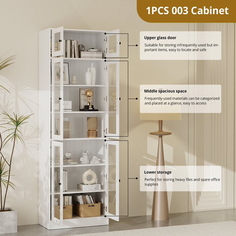 86.7'' H X 114.73'' W Book Cabinet Storage Bookcase Set