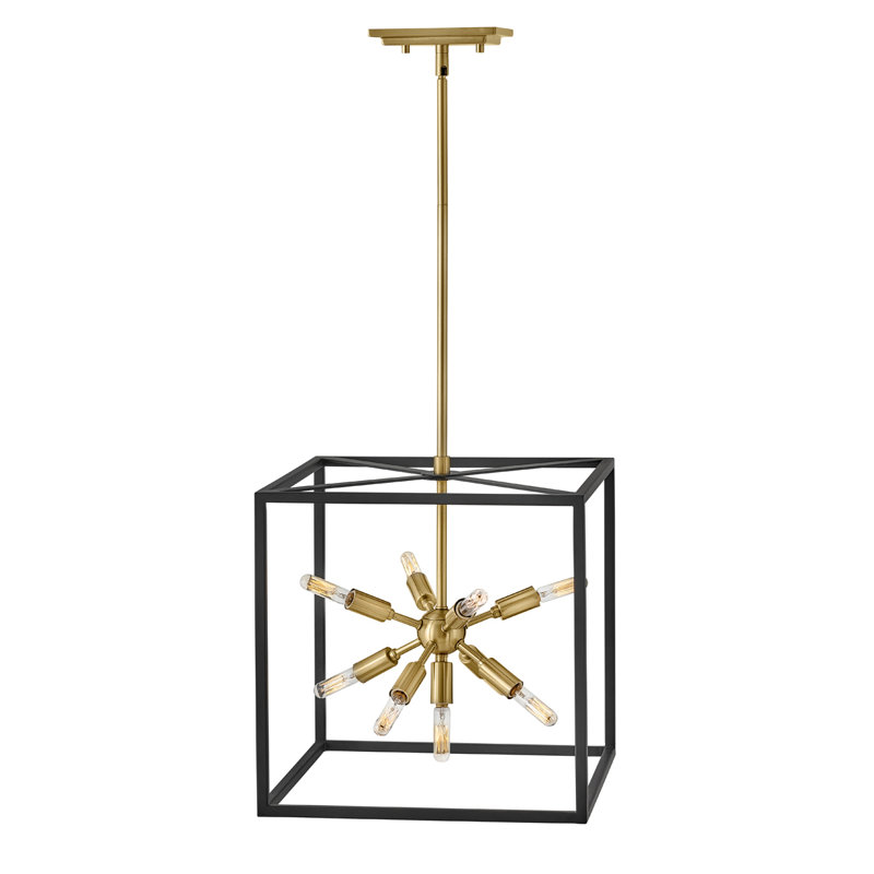 Petit luminaire suspendu, Noir avec accents nickel poli
