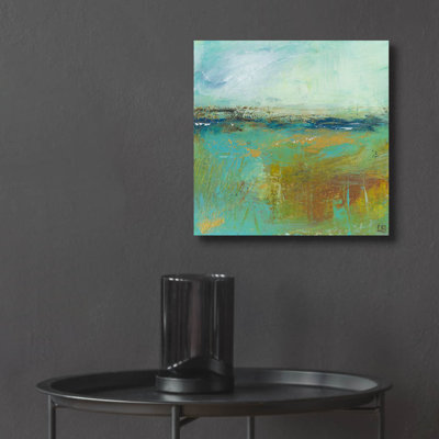  'Turquoise And Gold 2' by Lesley Birch Acrylic Glass Wall Art, 12" x 12"