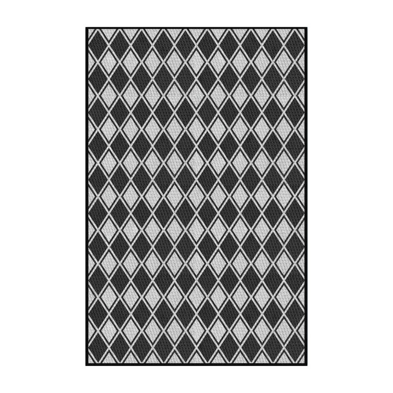 Tapis noir/gris à motifs, Rectangle 7 pi x 9 pi