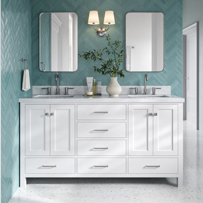 Cambridge 67'' Double Bathroom Vanity with Carrara Marble Top