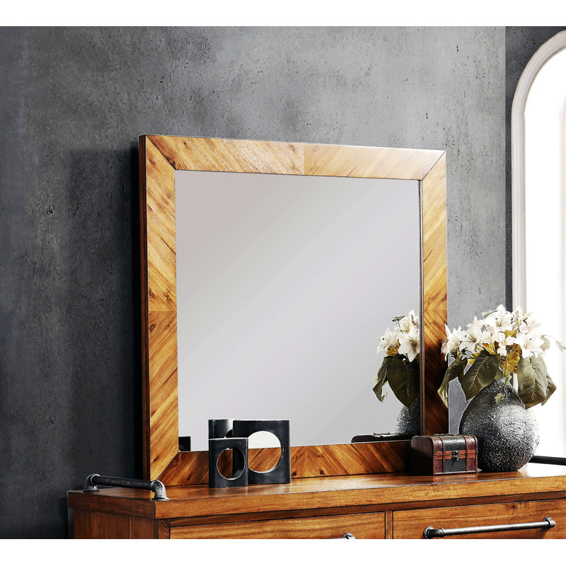 Miroir de chambre à coucher, miroir à cadre en bois