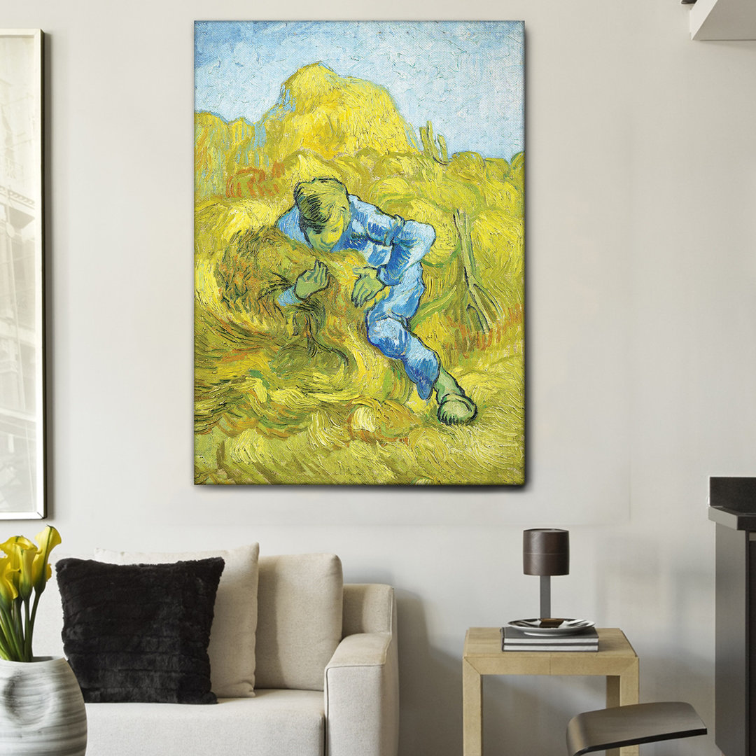 Kunstdruck Mann bindet Garben von Vincent Van Gogh