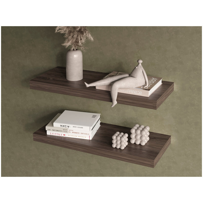Tablette flottante Dallas, salon, noyer foncé, Noyer