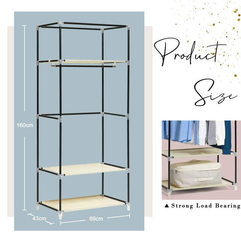 URBNLIVING Metal Wardrobe, Beige