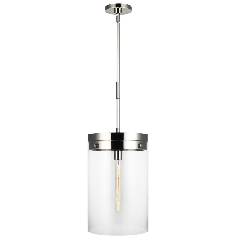Garrett Polished Nickel Glass Cylinder Pendant Light