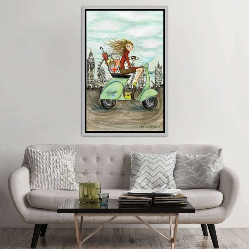 Art de londres, H 60 po x l 40po x P 1,5 po, Toile avec cadre argenté