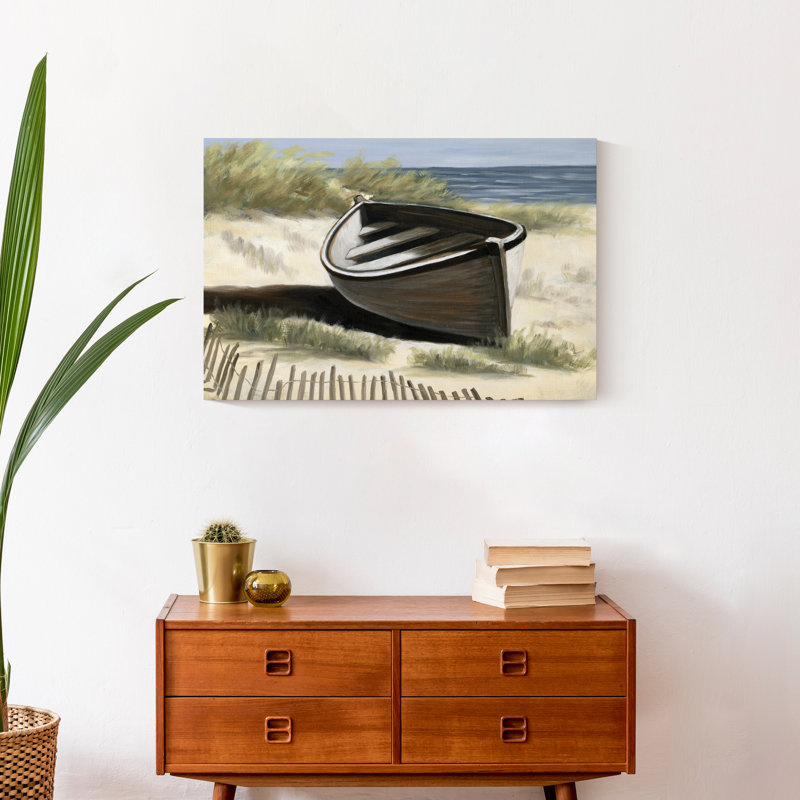 Bateau solitaire - peinture, Toile tendue, H 16 po x l 24 po x P 1,25 po
