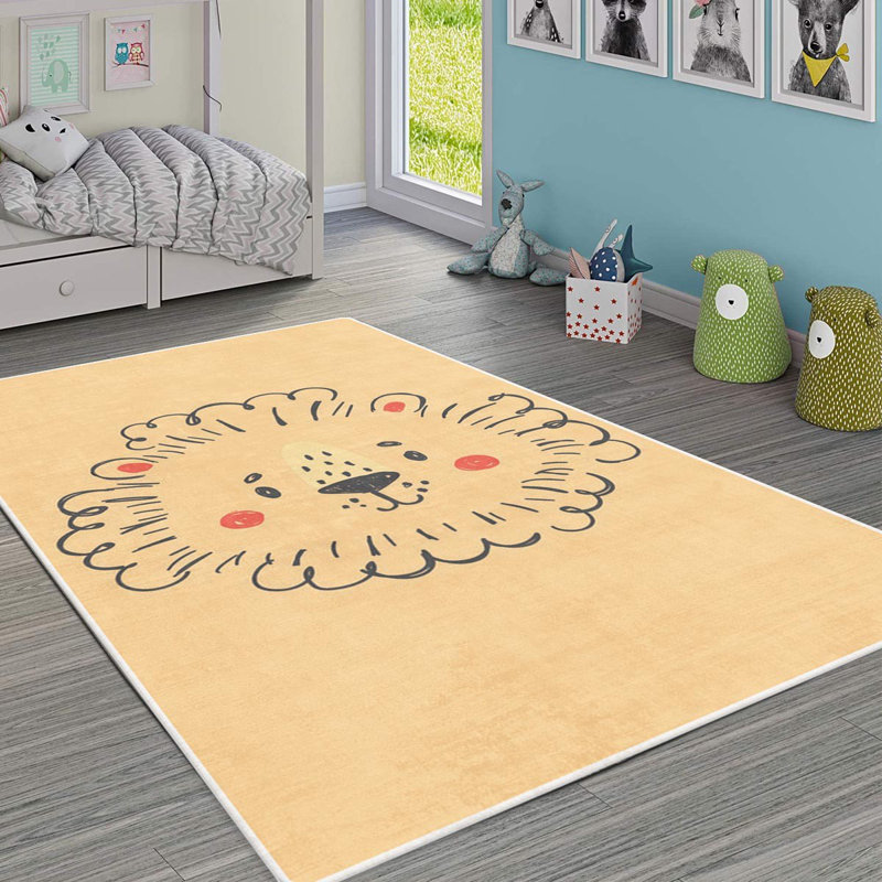 Stylish Woven Area Rug, 5.2 x 7.5 Feet, 100% Polyester with Non-Slip Felt Dot Underside | Pile Height: 0.4 inches, Total Thickness: 0.4 inches | Machine Washable, Digital Printed, Perfect for Living Room & Bedroom Decor