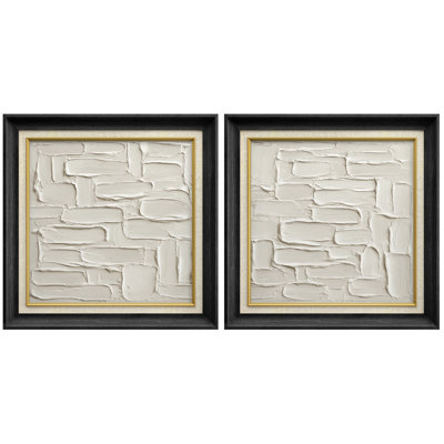 Motif de blocs de pierre blanche, reproduction d'art sur toile encadrée dans la chambre principale