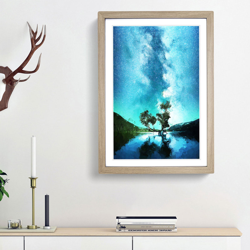 Milky Way Above Washington in Abstract - Picture Frame Graphic Art Print, Oak Framed, 48cm H x 36cm W x 2cm D