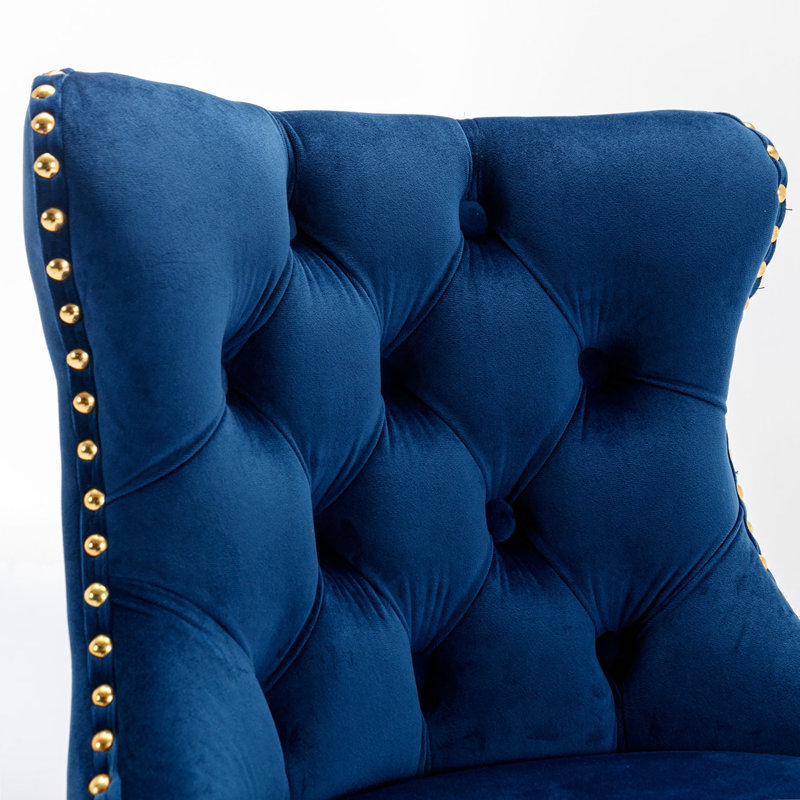 Tabourets de bar pivotants en velours, 2, Doré, Bleu