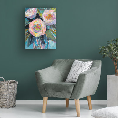 Wrapped Canvas Wall Art - Jeanette Vertentes 'Reagans Bouquet' Wall Art for Living Room, Bedroom, or Office Décor  - 35x47