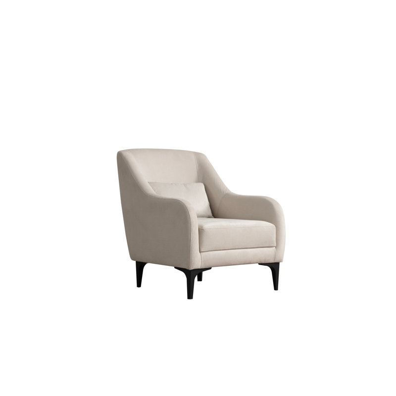 Fauteuil à oreilles, Mélange de polyester beige Nampreet