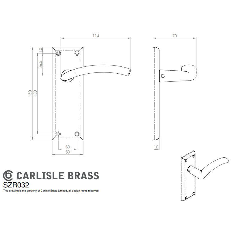 Trenta Latch Door Handle, Satin Nickel