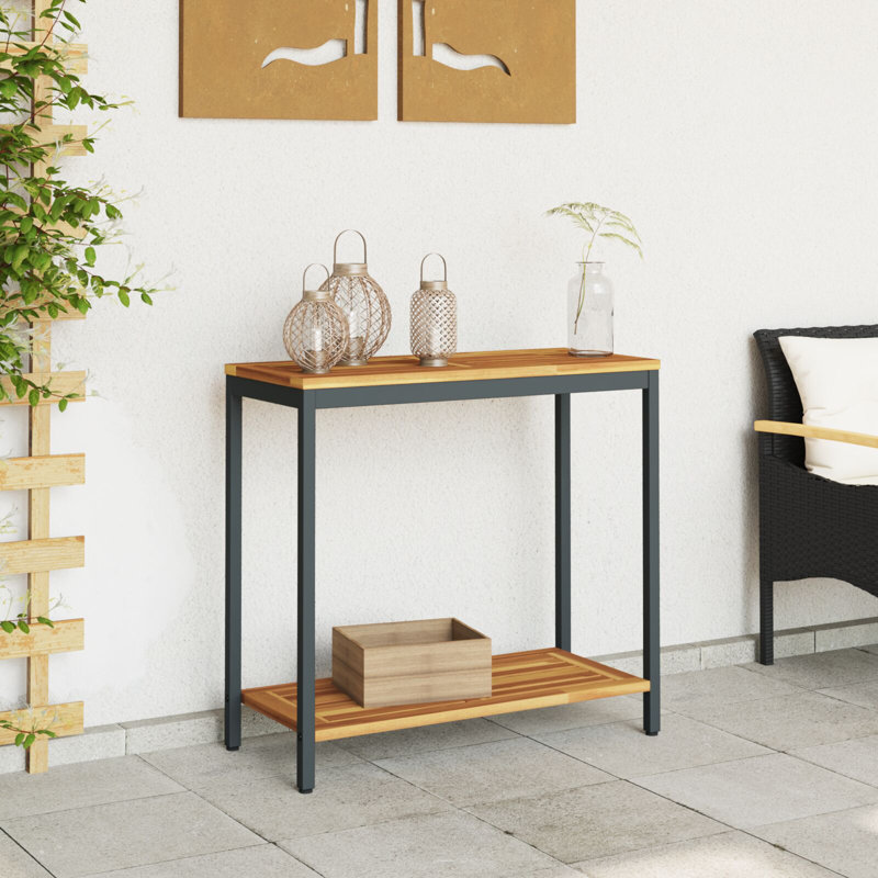 Rectangular Outdoor Buffet & Console Table, 75cm H x 80cm W x 35cm D, Black