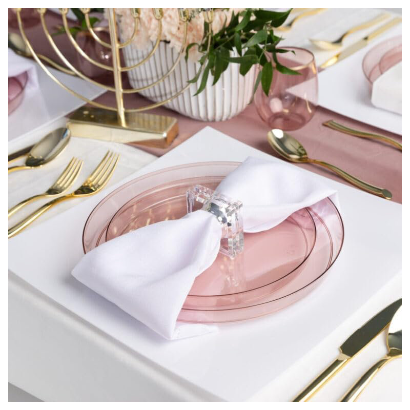 Assiettes plates en plastique transparent 10 pouces, Ensemble de 90